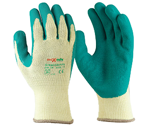 MAXISAFE GLOVES GRIPPA GREEN LATEX PALM KNITTED POLY COTTON SM